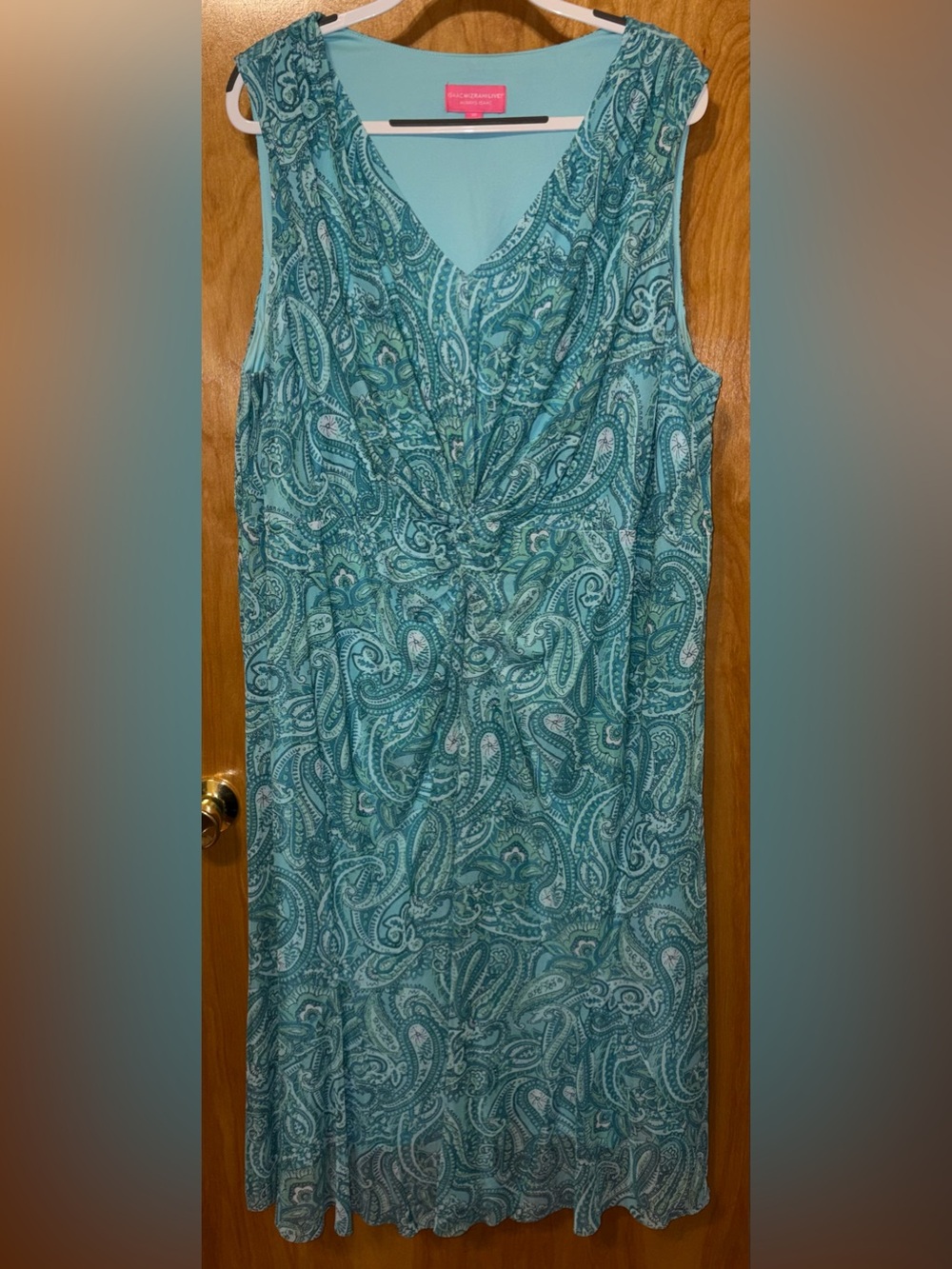 Isaac Mizrahi LIVE! Always Isaac ‘paisley’ twist front mesh midi dress Size 3XP